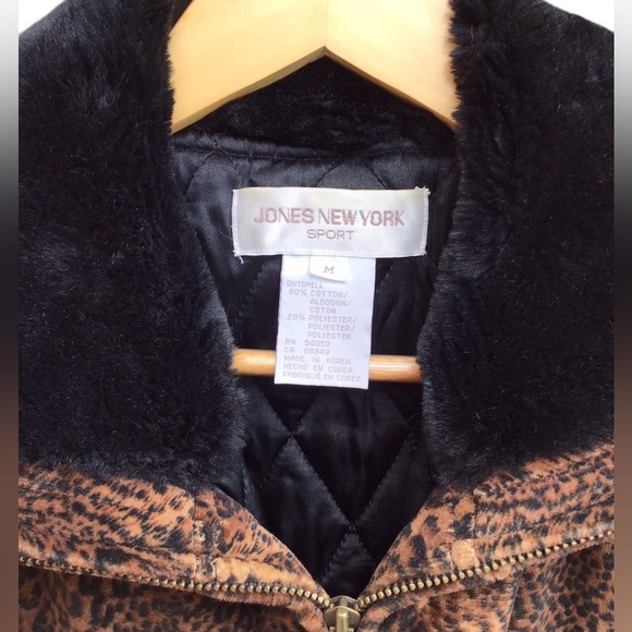 Jones New York Animal Print Velour Parka Coat Size Medium - Picture 9 of 9